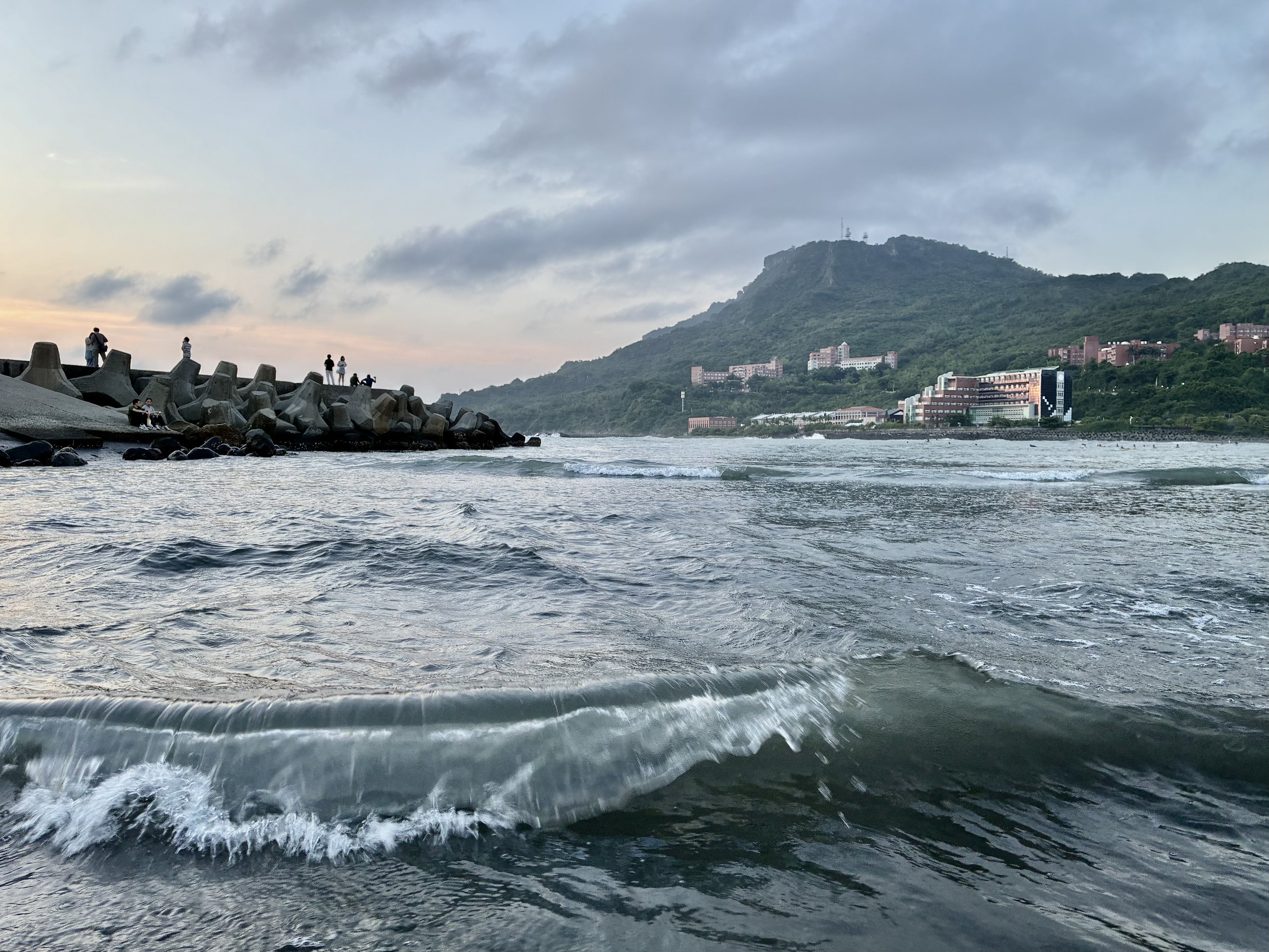 Waves rolling in.
